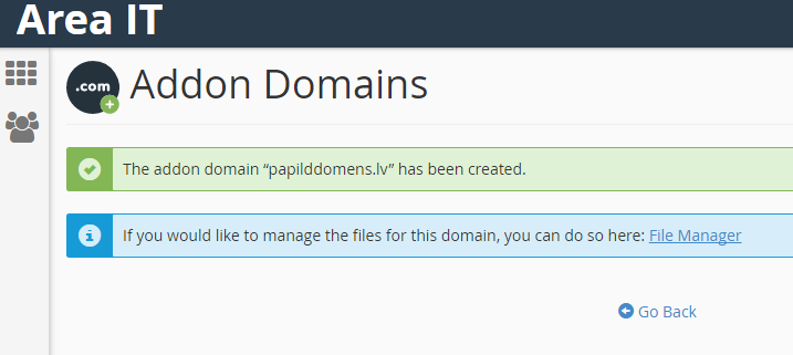 Papildus domēns cPanel 3